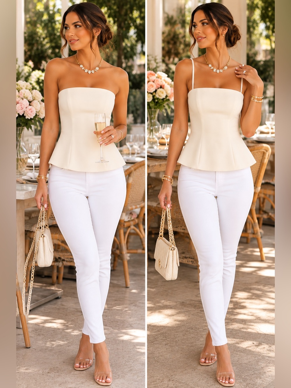 NWT Abercrombie & Fitch Cream Ivory Peplum Strapless Top S Convertible Bridal